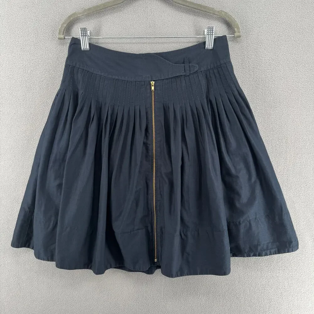 Leifsdottir Pleated Preppy School Girl Skirt Womens 4 Blue Lined Front Zipper